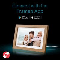 Tiqvi Cadre Photo Numérique - WiFi et Frameo App - Cadre Photo 10 Pouces - Ecran Tactile - Bois