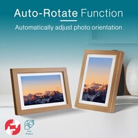 Tiqvi Cadre Photo Numérique - WiFi et Frameo App - Cadre Photo 10 Pouces - Ecran Tactile - Bois