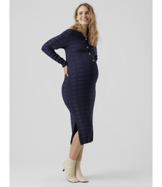 Mamalicious Mlsherry jurk midi knit blue