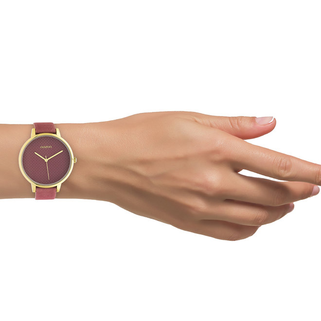 OOZOO Timepieces - C10591 - Damen - Leder-Armband - Pink/Gold
