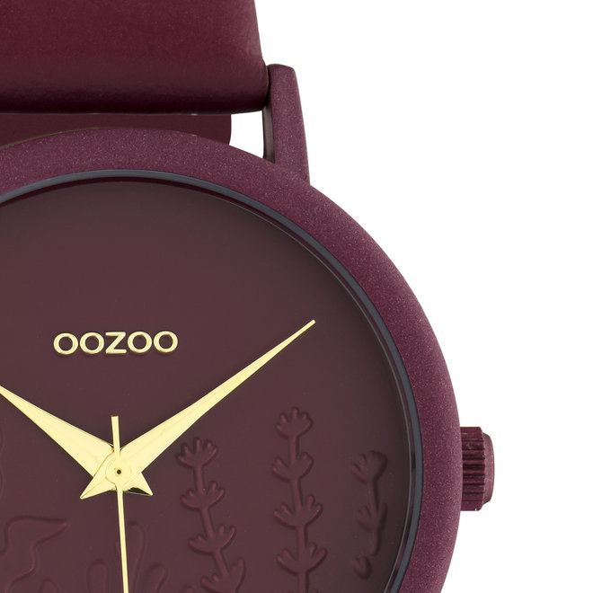 OOZOO Timepieces - C10609 - Damen - Leder-Armband - Burgund/Burgund