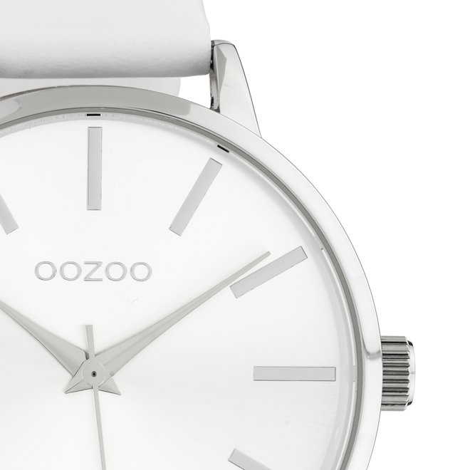 OOZOO Timepieces - C10610 -Damen - Leder-Armband - Weiß/Silber