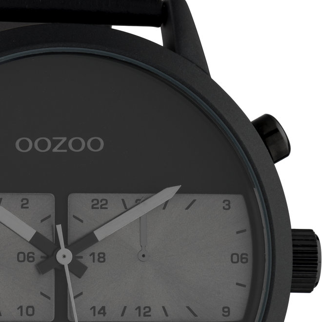 OOZOO Timepieces - C10519 - Herren - Leder-Armband - Schwarz/Schwarz