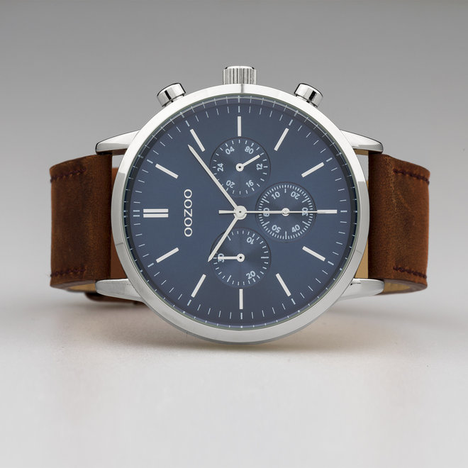 OOZOO Timepieces - C10540 - Herren - Leder-Armband - Braun-Silber