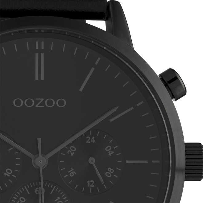 OOZOO Timepieces - C10544 - Herren - Leder-Armband - Schwarz/Schwarz