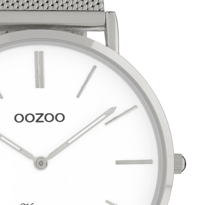 OOZOO Vintage - C9900 - Unisex - Edelstahl-Mesh-Armband - Silber/Weiß