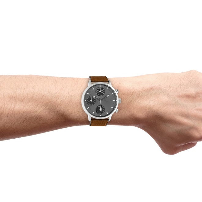 OOZOO Timepieces - C10530 - Herren - Leder-Armband - Braun/Silber