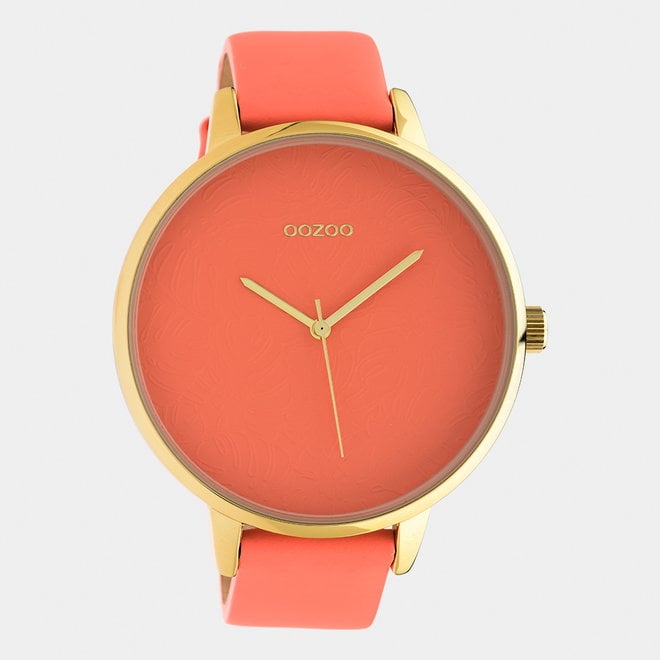 OOZOO Timepieces - C10572 - Damen - Leder-Armband - Korallrot/Gold