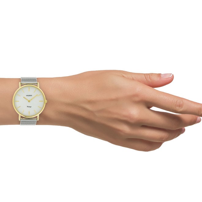 OOZOO Timepieces - C20119 -  Damen - Leder-Armband - Weiß/Gold