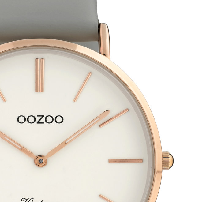 OOZOO Vintage - C9965 - Damen - Leder-Armband - Grau/Roségold