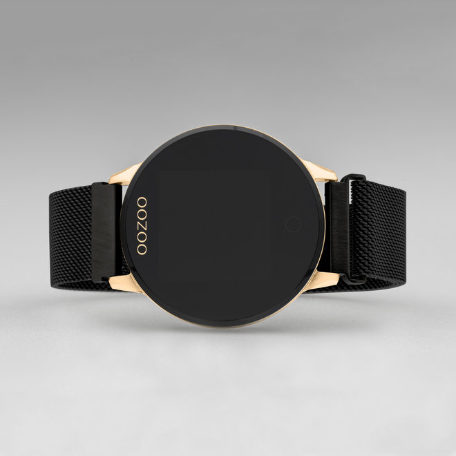 OOZOO Smartwatches - Unisex - Edelstahl-Mesh Armband - Schwarz/Roségold