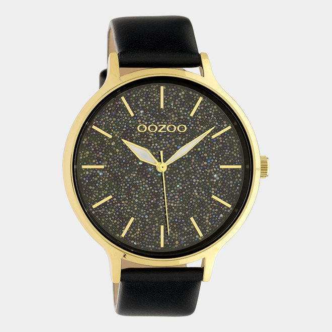 OOZOO Timepieces - Damen - Leder-Armband - Schwarz/Gold