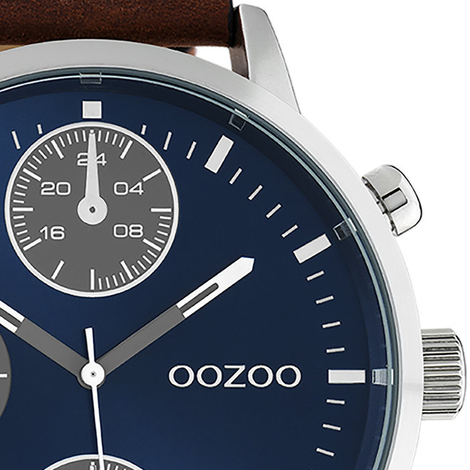 OOZOO Timepieces - Herren - Leder-Armband - Braun/Silber