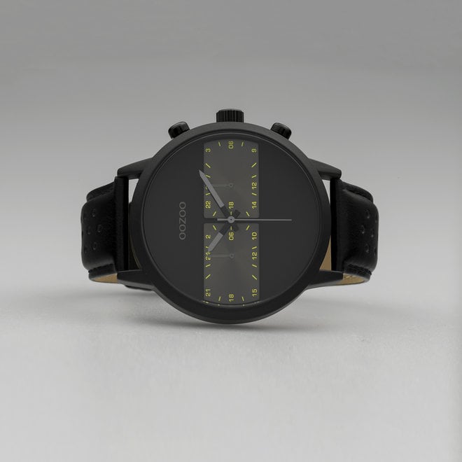OOZOO Timepieces - Herren - Leder-Armband - Schwarz/Schwarz