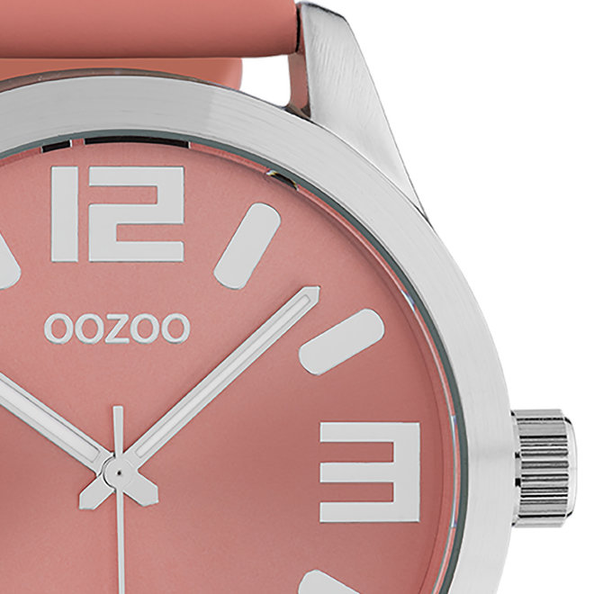 OOZOO Timepieces - Unisex - Leder-Armband - Orange/Silber