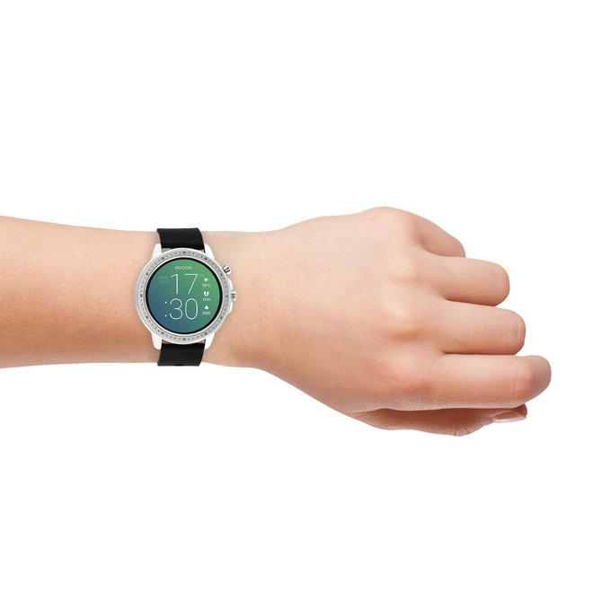OOZOO Smartwatches - Unisex - Silikon-Armband - Schwarz/Silber