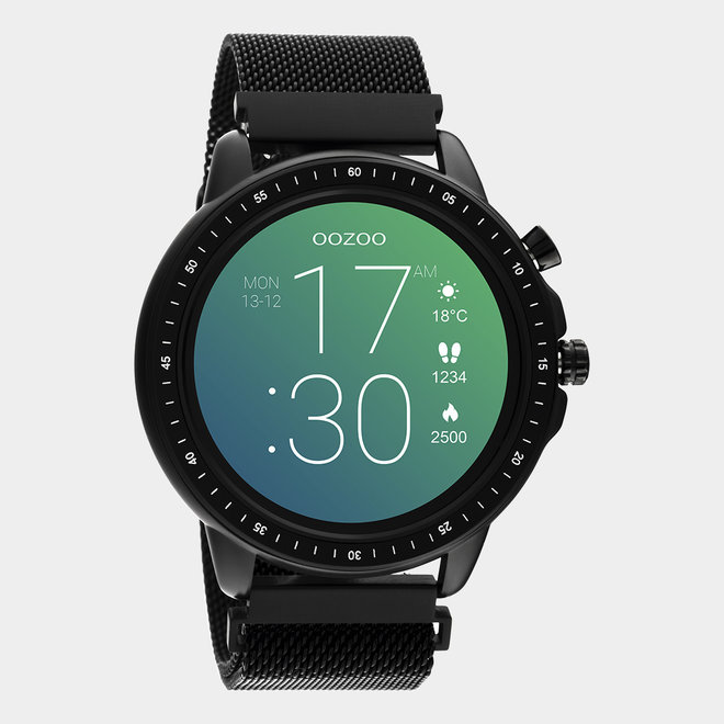 OOZOO Smartwatches - Unisex - Edelstahl-Mesh-Armband - Schwarz