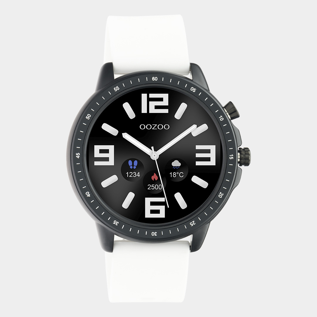 OOZOO Smartwatches - Unisex - Silikon-Armband - Weiß/Schwarz - OOZOO-Shop
