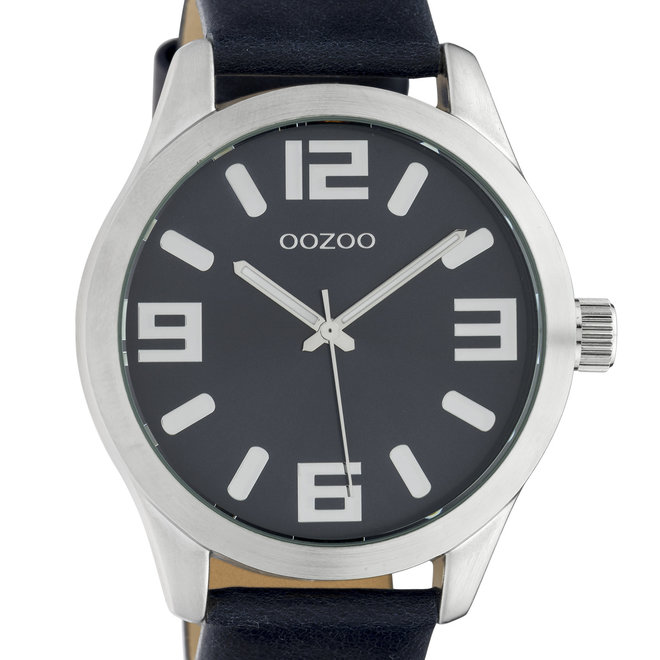 OOZOO Timepieces - C10236 -  Unisex - Leder-Armband - Dunkelblau/Silber
