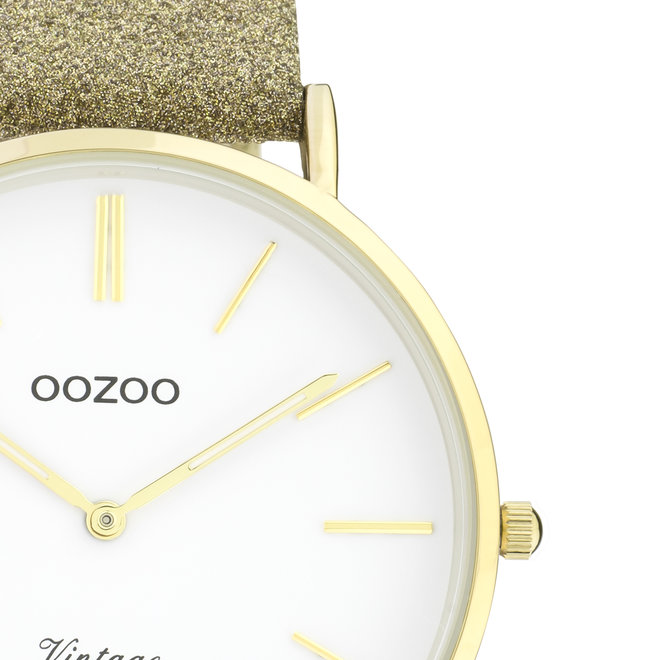 OOZOO Vintage - C20148 -  Damen - Leder-Glitzer-Armband- Gold/Gold