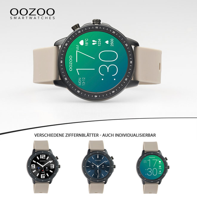 OOZOO Smartwatches - Unisex - Silikon-Armband - Steingrau/Schwarz