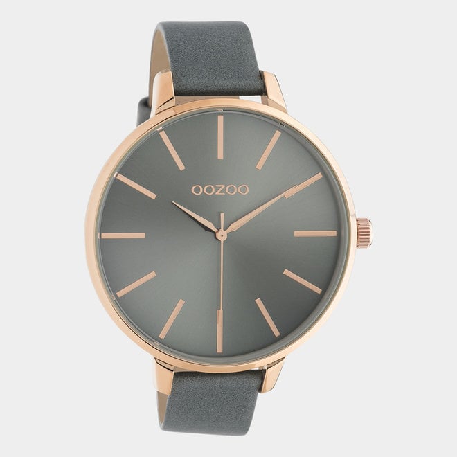 OOZOO Timepieces - C10713 - Damenuhr - Leder-Armband  - Blaugrau/Roségold