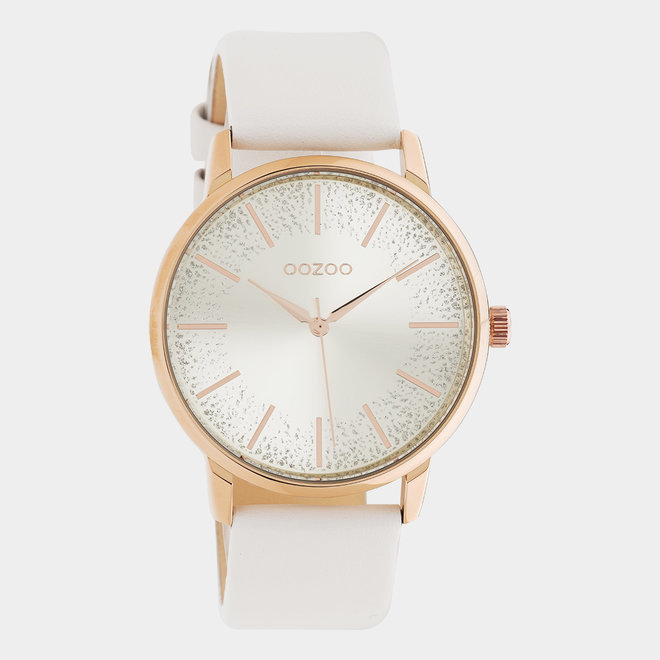 OOZOO Timepieces - C10715 - Damenuhr - Leder-Armband  - Weiß/Roségold