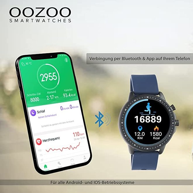 OOZOO Smartwatches - Unisex - Edelstahl-Mesh-Armband - Schwarz