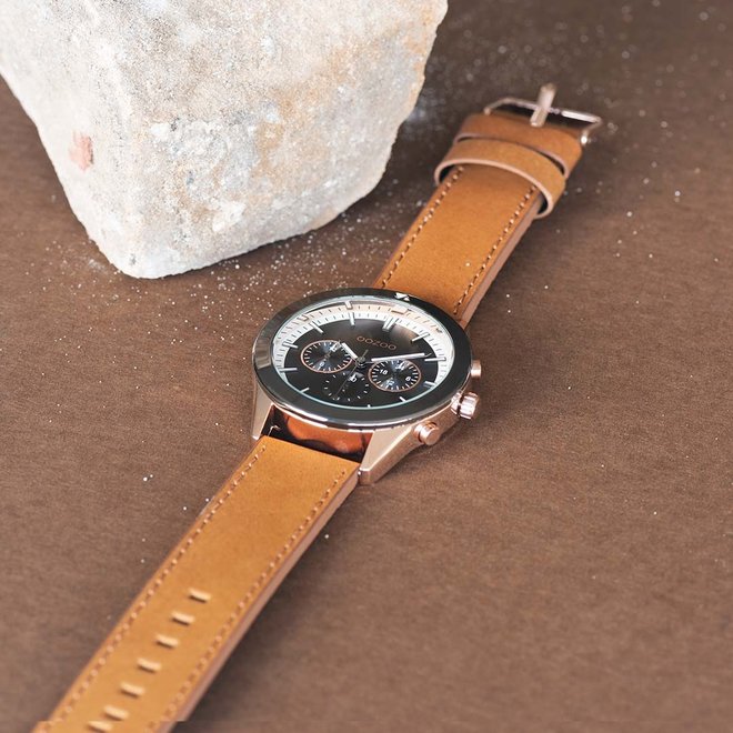 OOZOO Timepieces - C10800 - Leder-Armband - Braun/Roségold