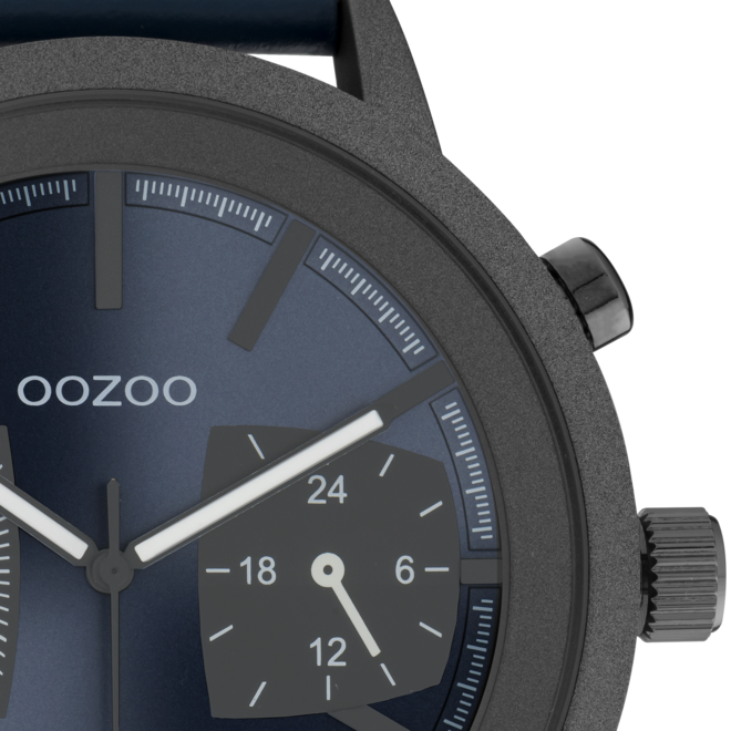 OOZOO Timepieces - C10807 - Leder-Armband - Dunkelblau/Grau