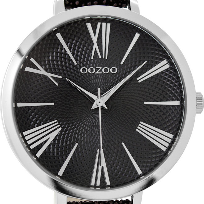OOZOO Timepieces - C9173 - Damenuhr - Leder-Armband  - Schwarz/Silber
