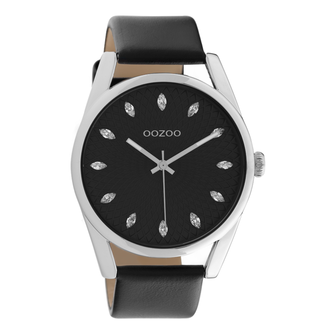 OOZOO Timepieces - C10818 - Leder-Armband - Schwarz/Silber