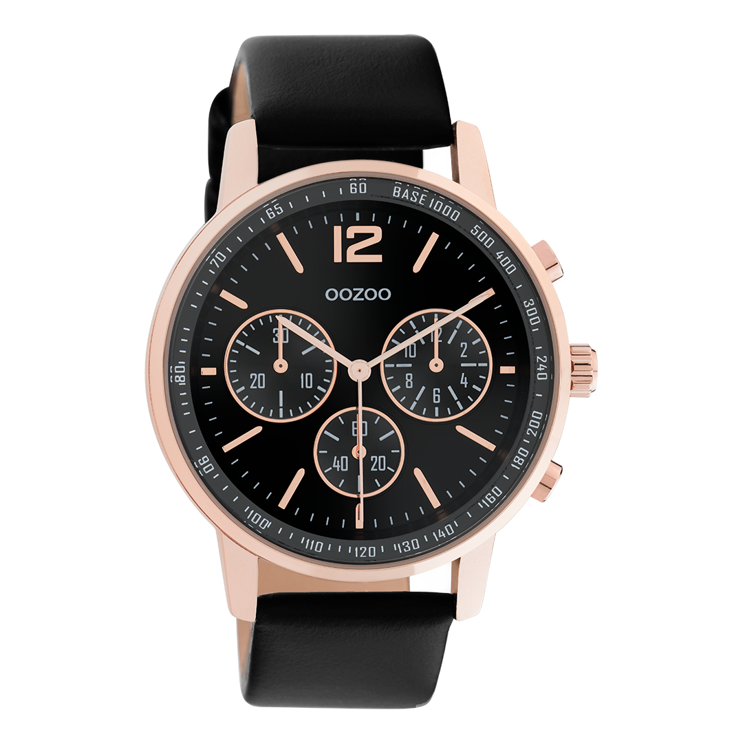C10814 - Timepieces Schwarz/Roségold - OOZOO-Shop - - Leder-Armband OOZOO