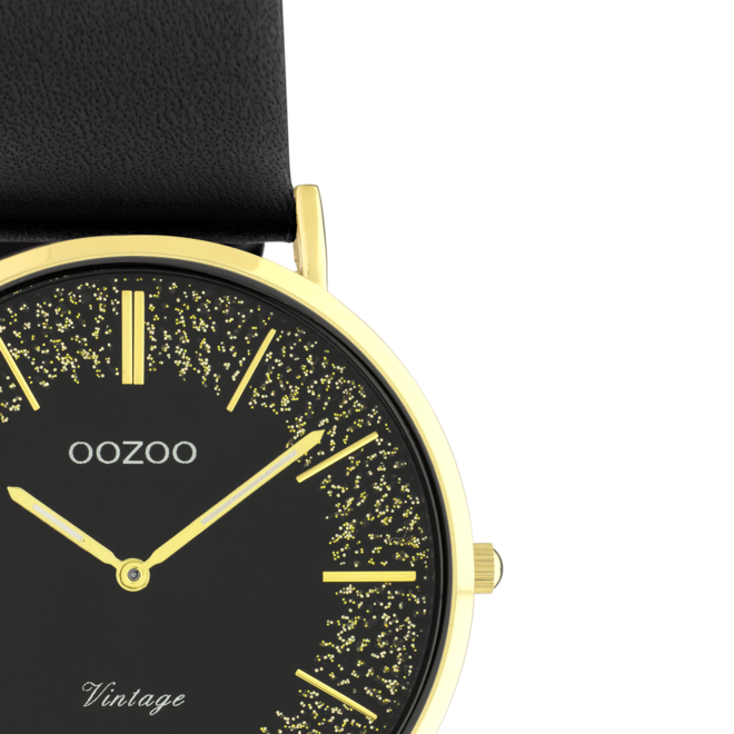 OOZOO Vintage - C20187 - Damen - Leder-Armband - Schwarz/Gold