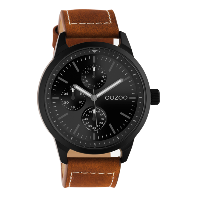 OOZOO Timepieces - C10908 - Herren - Leder-Armband - Braun/Schwarz