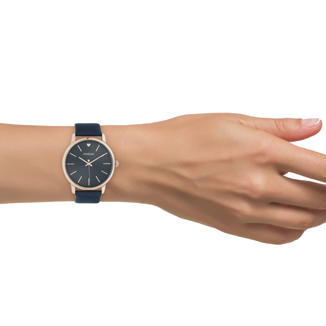 OOZOO Timepieces - C10929 - Damen - Leder-Armband - Blau/Roségold