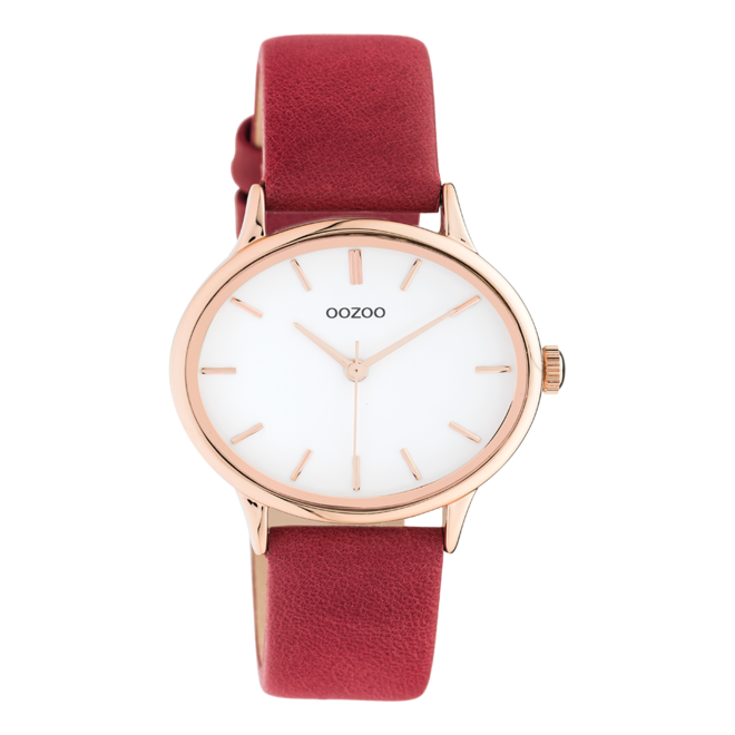 OOZOO Timepieces - C10942 - Damen - Leder-Armband - Rot/Roségold