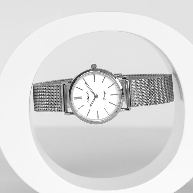 OOZOO Vintage - C20230 - Damen - Mesh-Armband - Silber/Weiß