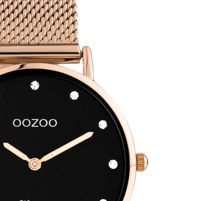 OOZOO Vintage - C20244 - Damen - Mesh-Armband - Roségold/Schwarz