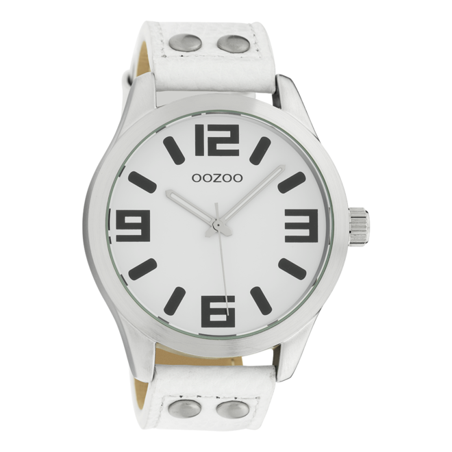 OOZOO Timepieces - C1050 - Unisex - Leder-Armband  - Weiß/Silber
