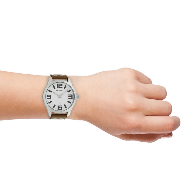 OOZOO Timepieces - C1051 - Unisex - Leder-Armband  - Braun/Silber