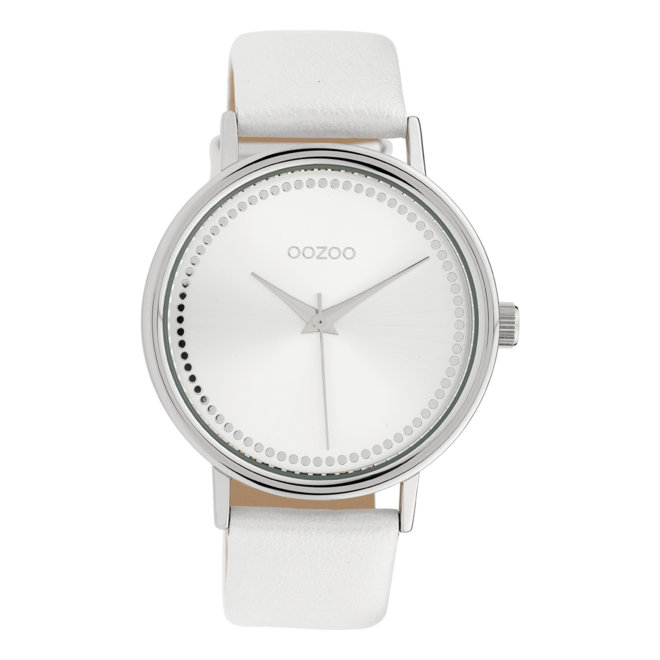 OOZOO Timepieces - C10149 - Damen - Leder-Armband - Weiß/Silber