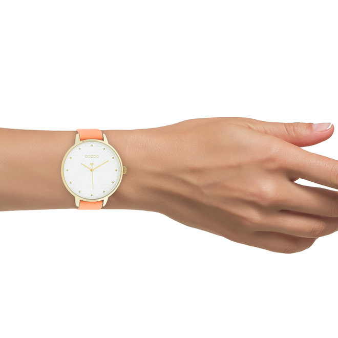 OOZOO Timepieces - C11036 - Damen - Leder-Armband - Apricot/Gold