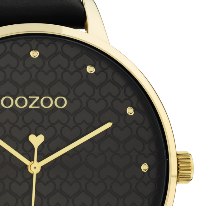 OOZOO Timepieces - C11039 - Damen - Leder-Armband - Schwarz/Gold