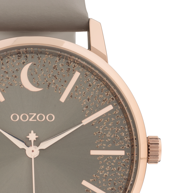 OOZOO Timepieces - C11041 - Damen - Leder-Armband - Taupe/Roségold