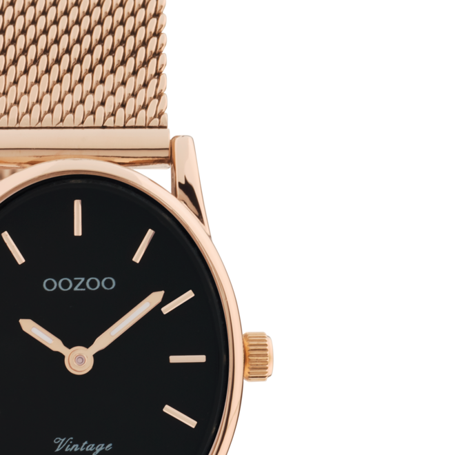 OOZOO Vintage - C20260 - Damen - Mesh-Armband - Roségold/Schwarz