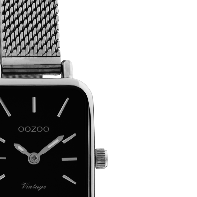 OOZOO Vintage - C20267 - Damen - Mesh-Armband - Silber/Schwarz