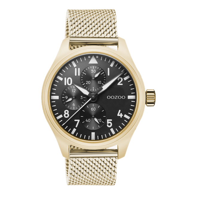 OOZOO Timepieces - C10959 - Herren - Mesh-Armband - Gold/Schwarz