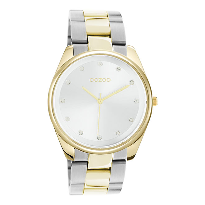 OOZOO Timepieces - C10960 - Damen - Edelstahl-Glieder-Armband - Silber/Gold/Weiß