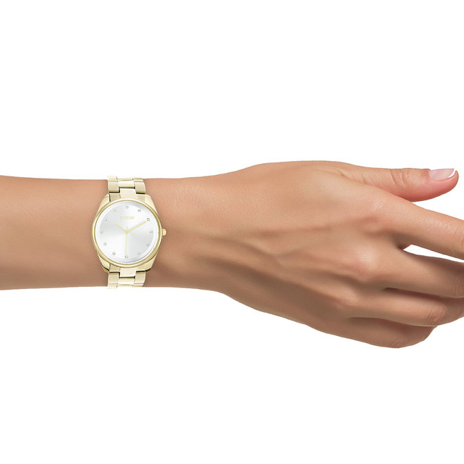 OOZOO Timepieces - C10962 - Damen - Edelstahl-Glieder-Armband - Gold/Weiß